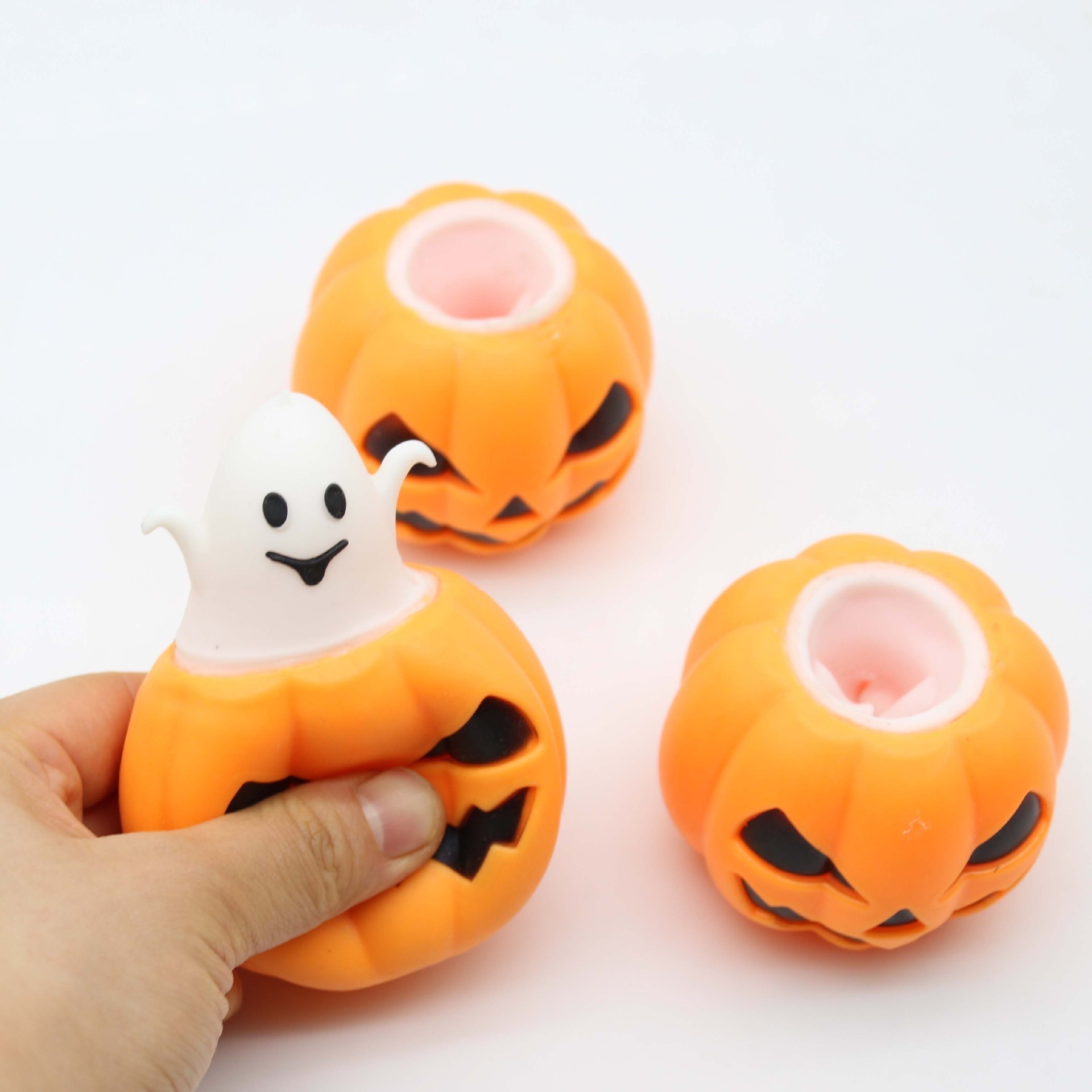 Halloween Hot Selling Funny Pumpkin Hair Vent Ball Toy Pumpkin Ghost Decompression Squeeze Toy