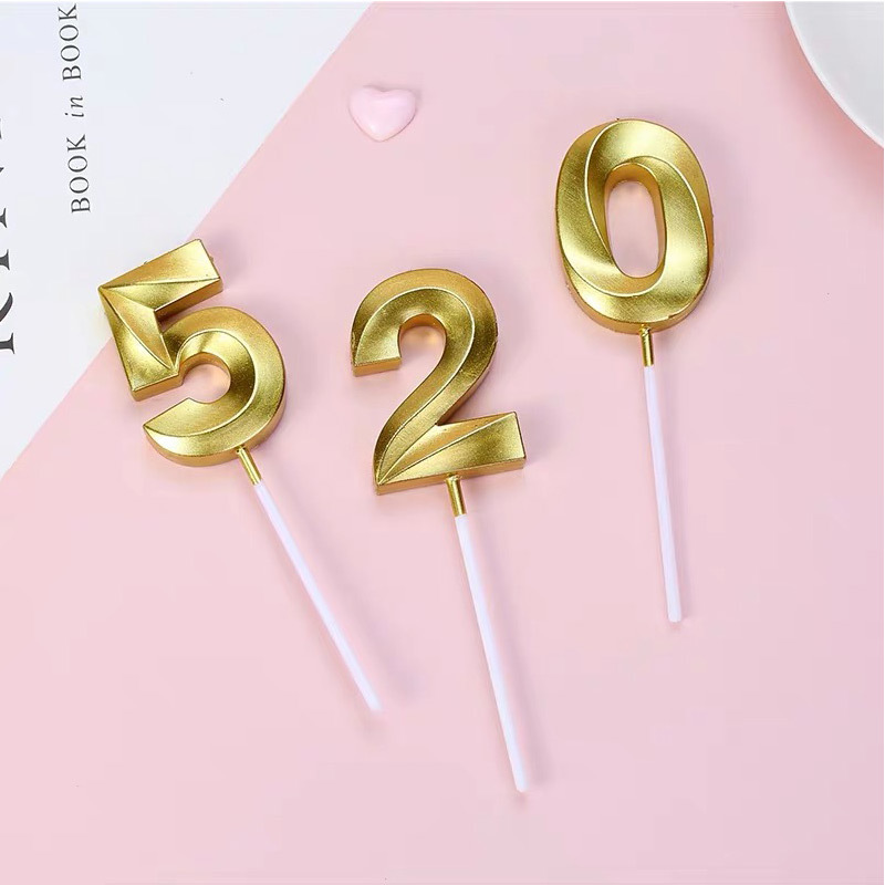 Wholesale Festival Celebration Children Adult Creative Party Decoration 3D Gold Number Cake Birthday Candles