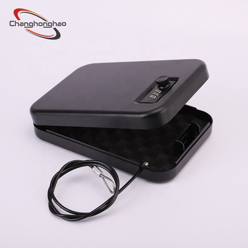 Small portable metal combination lock gun safe box custom car cash box safe