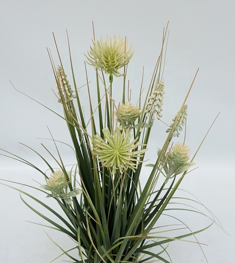 Custom Polystyrene Green Grass Decoration Spring Handmade Green Artificial 60cm Onion Grass Potted In Plastic Pot