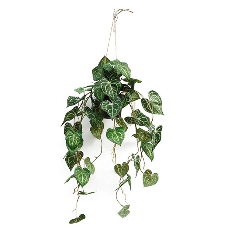 Plastic Bonsai Room Decoration High Ceiling Hanging Artificial Plants 105cm Real Touch Viola Hanging Bush In Plastic Pot