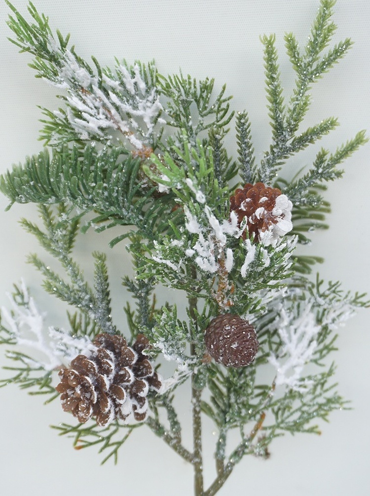 Christmas Pvc Pine Needle Tree Artificial Christmas Tree Decoration Special Gift 38cm Pinus Stem With Snowy Effect