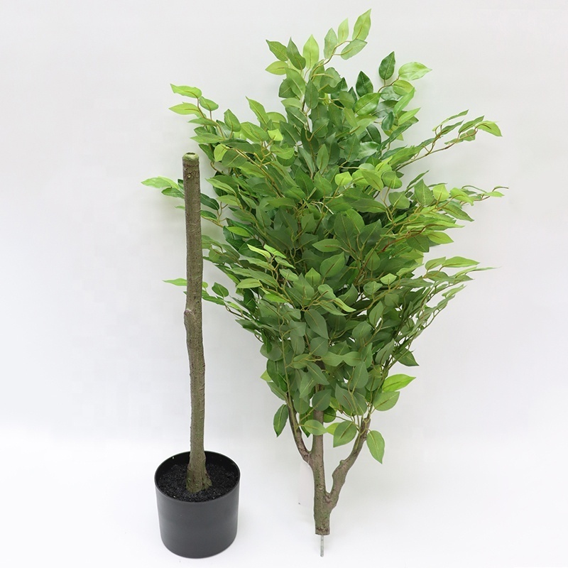 KD PACKING Bright Green Large Artificial Ficus Trees 150cm White Ficus Leaf  Real Touch Ficus  Tree In Plastic Pot