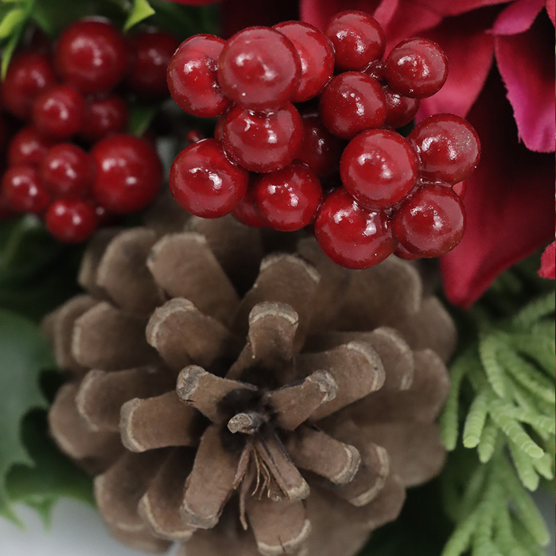 Red Christmas Simulation  Decoration Flowers 30cm Dahlia Fern Holly Bundle Artificial Flowers