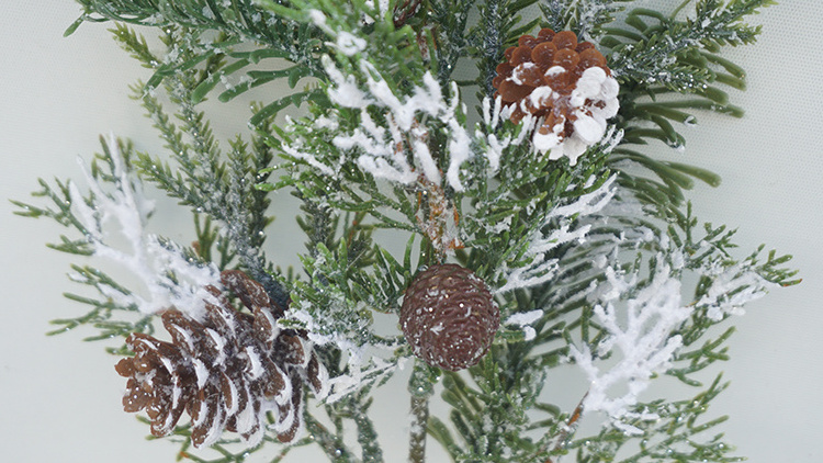 Christmas Pvc Pine Needle Tree Artificial Christmas Tree Decoration Special Gift 38cm Pinus Stem With Snowy Effect