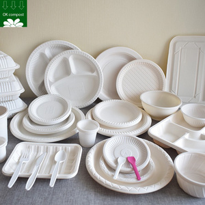 Biodegradable Sugarcane Bagassse Pulp Tableware Sugar Cane Fiber Compostable Disposable 100% Degradable Dinnerware Products