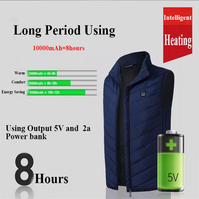 Winter Outdoor Control Temperature Men USB Charging Waistcoat 9 Heating Zones Thermal Jacket Heated Vest