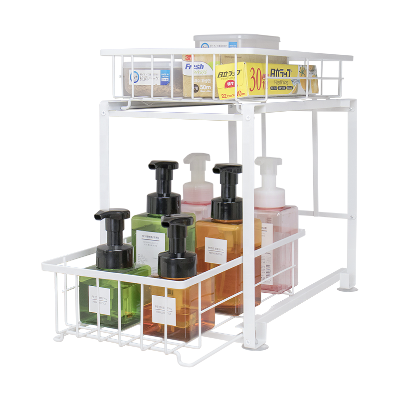 Under Sink Organizer And Storage Sliding 2 Tier Metal Undersink Organizer Pull Out Organizer Kitchen Bathrooms Organization