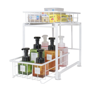 Under Sink Organizer And Storage Sliding 2 Tier Metal Undersink Organizer Pull Out Organizer Kitchen Bathrooms Organization