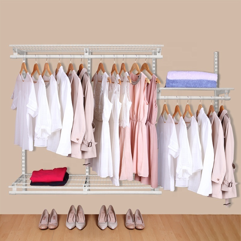 6 ft Wall Mount Metal Wire Closet Wardrobe Hanging Shelves Open Closet System Wire Closet