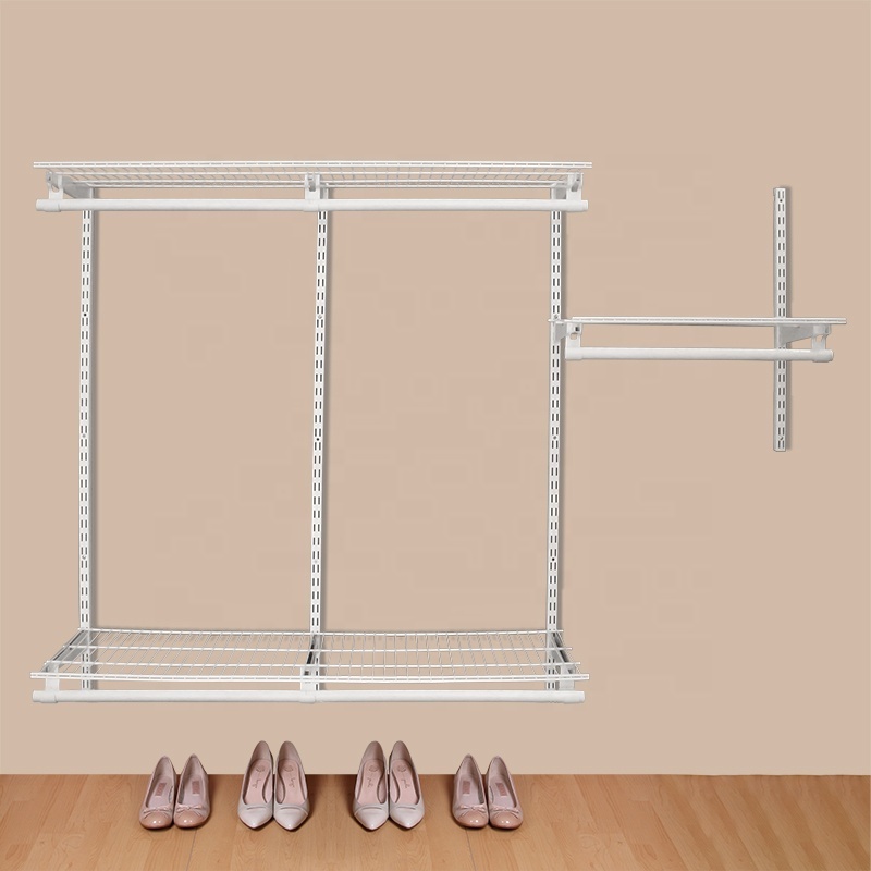 6 ft Wall Mount Metal Wire Closet Wardrobe Hanging Shelves Open Closet System Wire Closet