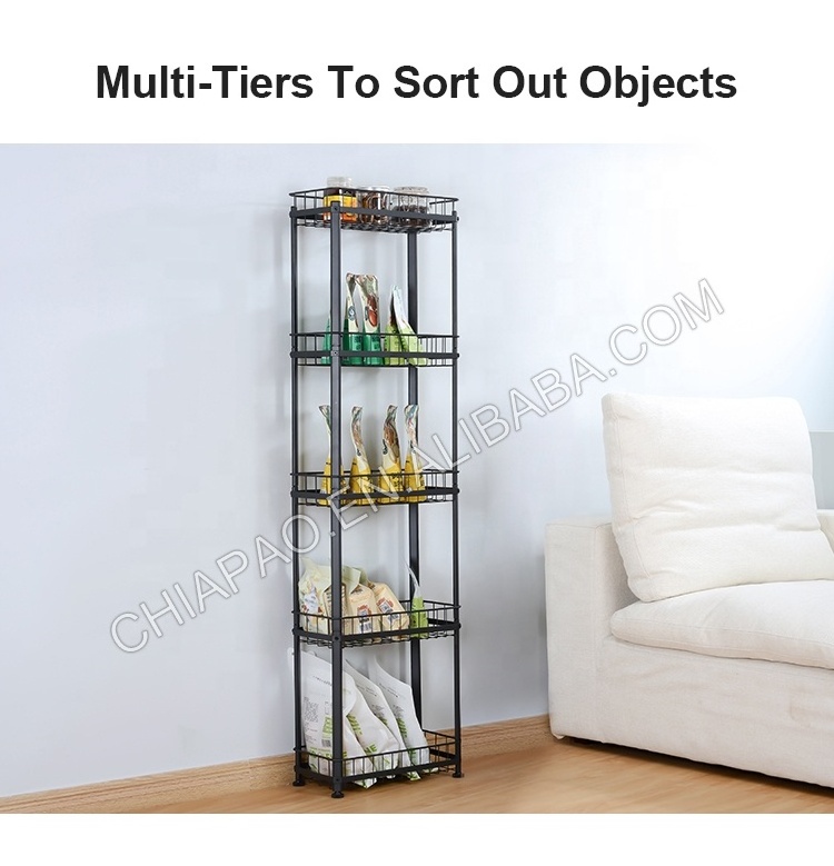 5-Tier Space Saving Rolling Metal Wire Shelves Storage Shelf Storage Rack for Home Kitchen Display Rack Shelf with wheels