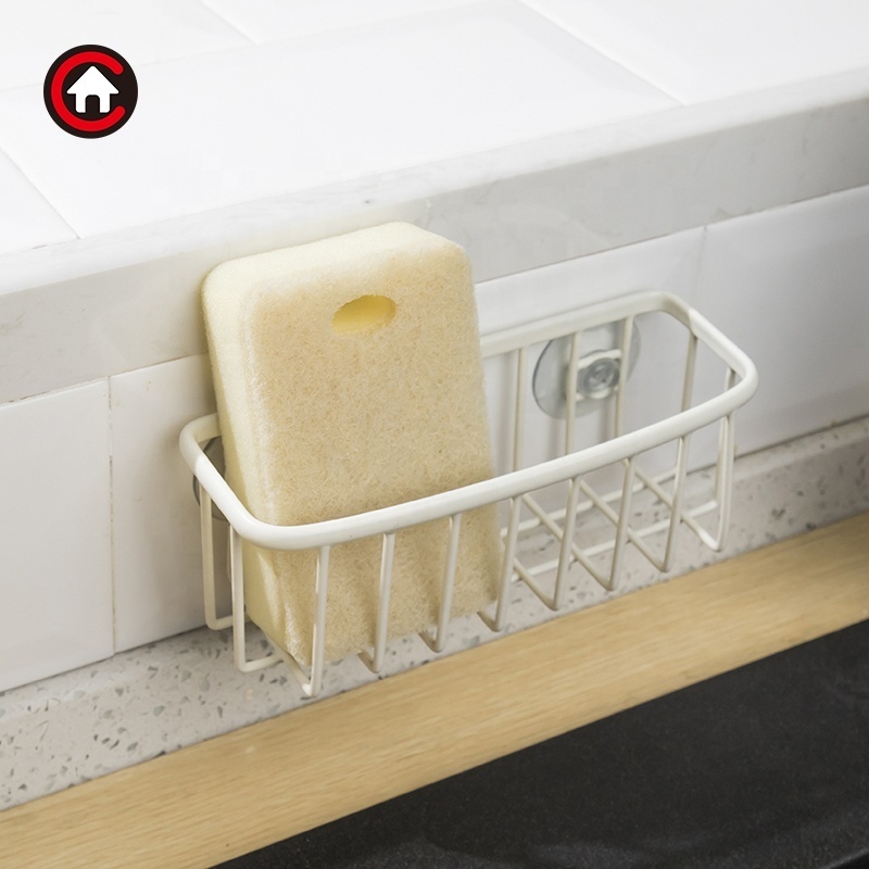 Sponge Holder for Kitchen Sink Suction Cup Sponge Draining Rack Kitchen Caddy Hanging Sink Soap Sponge Holder Drain Basket