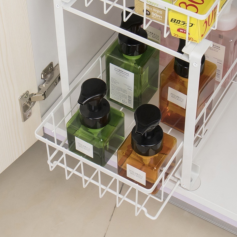 Under Sink Organizer And Storage Sliding 2 Tier Metal Undersink Organizer Pull Out Organizer Kitchen Bathrooms Organization