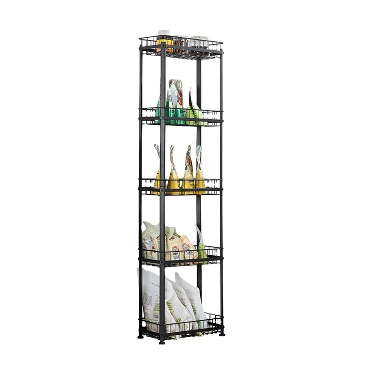 5-Tier Space Saving Rolling Metal Wire Shelves Storage Shelf Storage Rack for Home Kitchen Display Rack Shelf with wheels