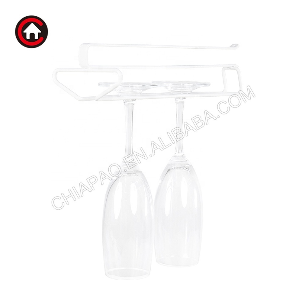 Under Cabinet Stemware Wine Glass Holder Rack Metal Storage Hanger for Bar Kitchen