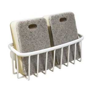 Sponge Holder for Kitchen Sink Suction Cup Sponge Draining Rack Kitchen Caddy Hanging Sink Soap Sponge Holder Drain Basket