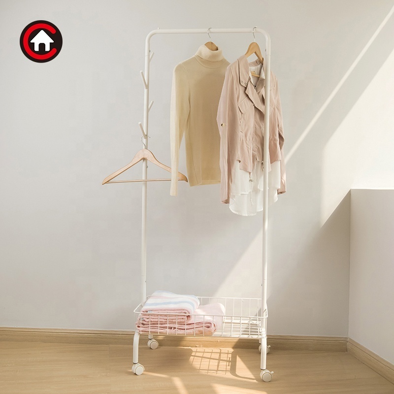 Clothing Rack Garment Rack Hanger Coat Rack with Basket For Bedroom Entryway