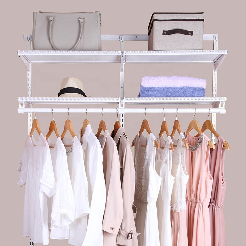 Wall Mount Metal Wire Closet Wardrobe Hanging Shelves Ppen Closet System Wire Closet