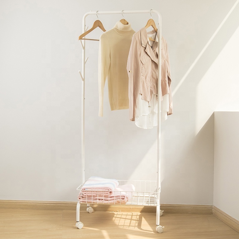 Clothing Rack Garment Rack Hanger Coat Rack with Basket For Bedroom Entryway