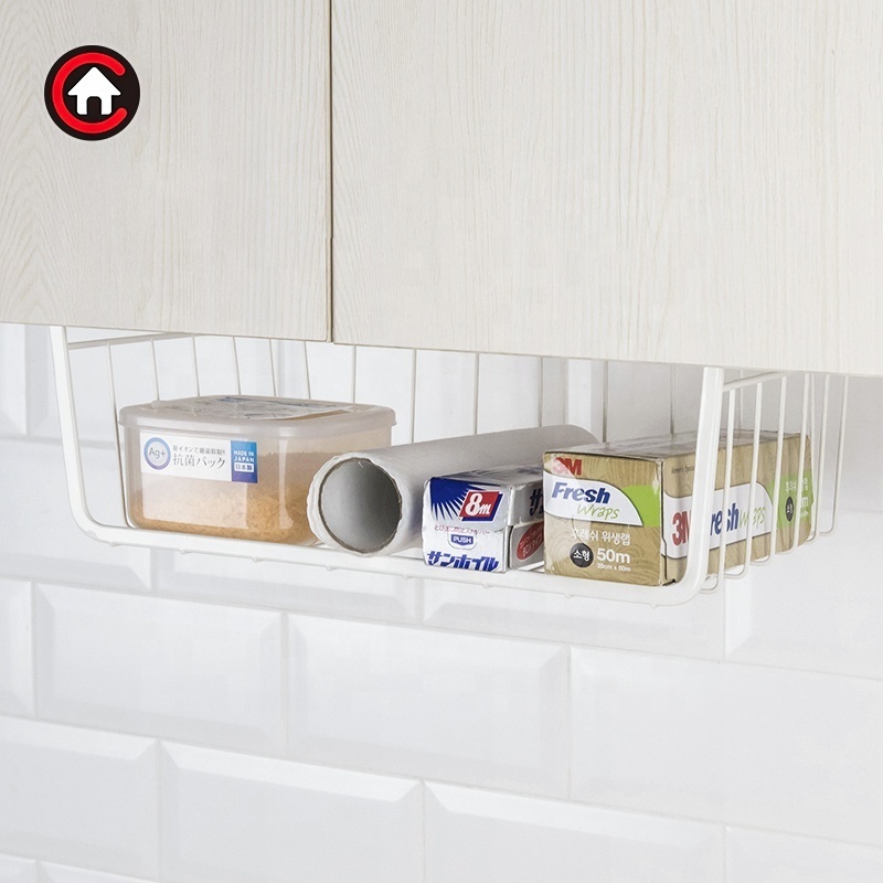 Hot Selling Medium Cabinet Hanging Basket Under Cabinet Organizer Shelf For Kitchen Bookshelf Cupboard Kitchen Organizers