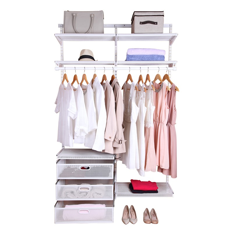 Wall Mount Metal Wire Closet Wardrobe Hanging Shelves Ppen Closet System Wire Closet