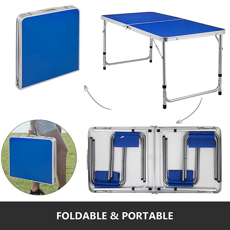 Adjustable Leg Compact Stainless Steel Side Foldable Double Suitcase Sink Folding aluminum Camping Table And Chair Set