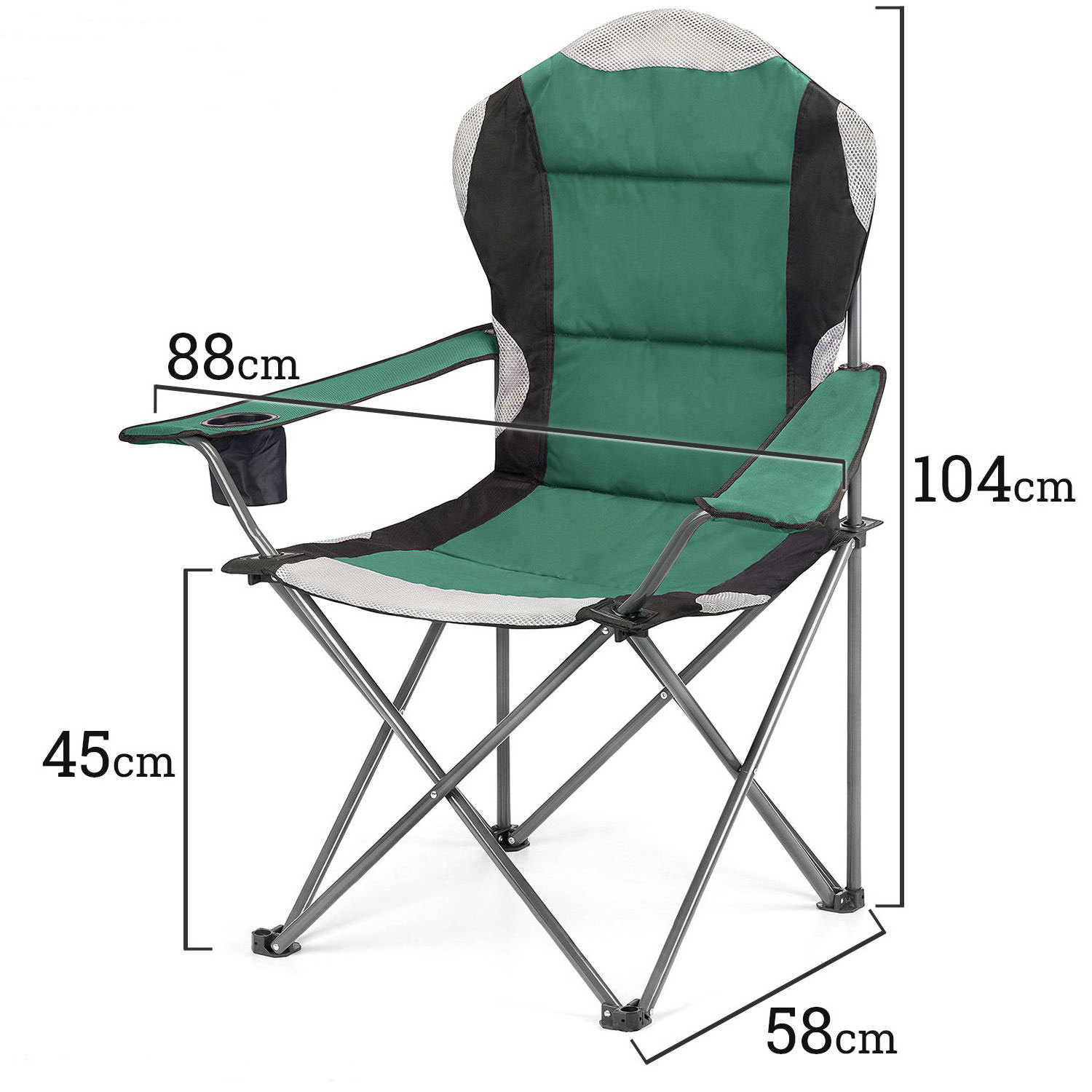 Outdoor folding camp lawn chairs padded folding heavy duty camping chair fishing chair with armrest