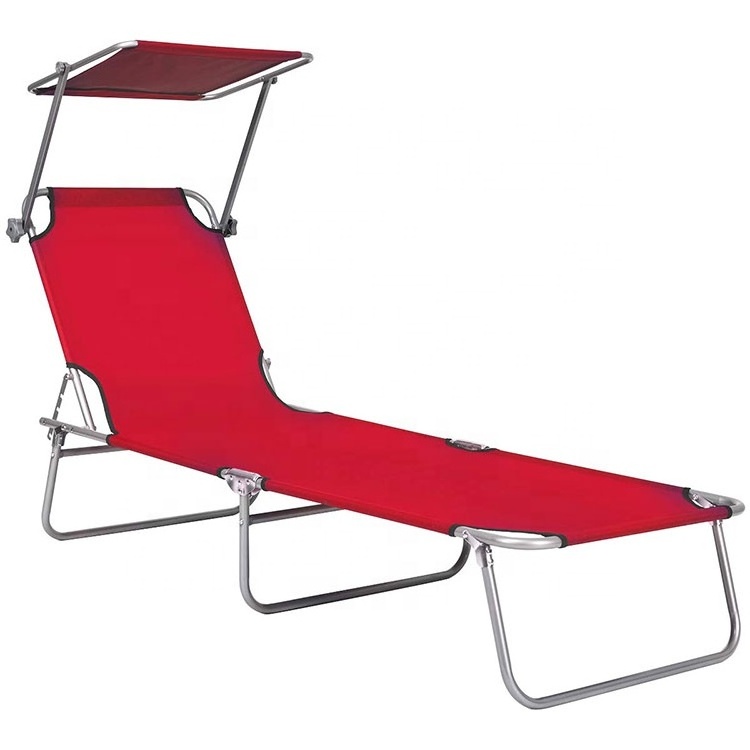 Outdoor Metal Portable Beach Chaise Folding  Sun Lounge Chair