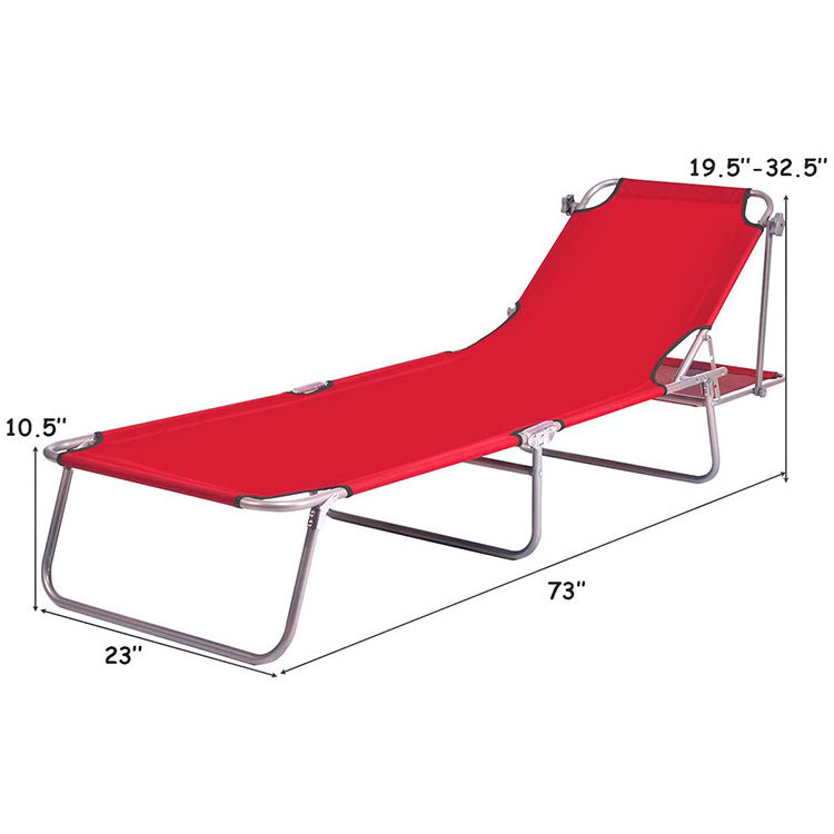 Adults Beach Sunbathing outside lounge chair Reclining Foldable camping cot bed with pillow