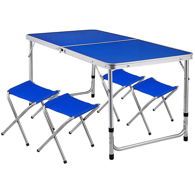 Adjustable Leg Compact Stainless Steel Side Foldable Double Suitcase Sink Folding aluminum Camping Table And Chair Set