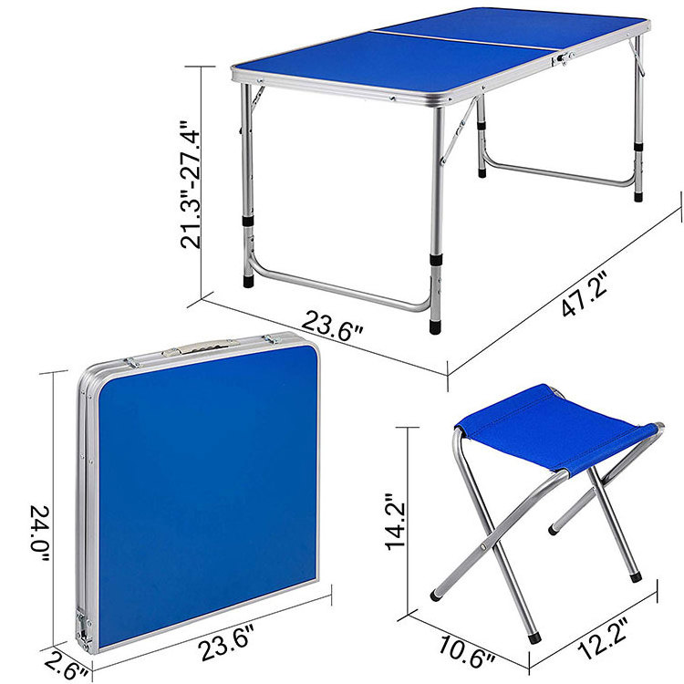 Adjustable Leg Compact Stainless Steel Side Foldable Double Suitcase Sink Folding aluminum Camping Table And Chair Set