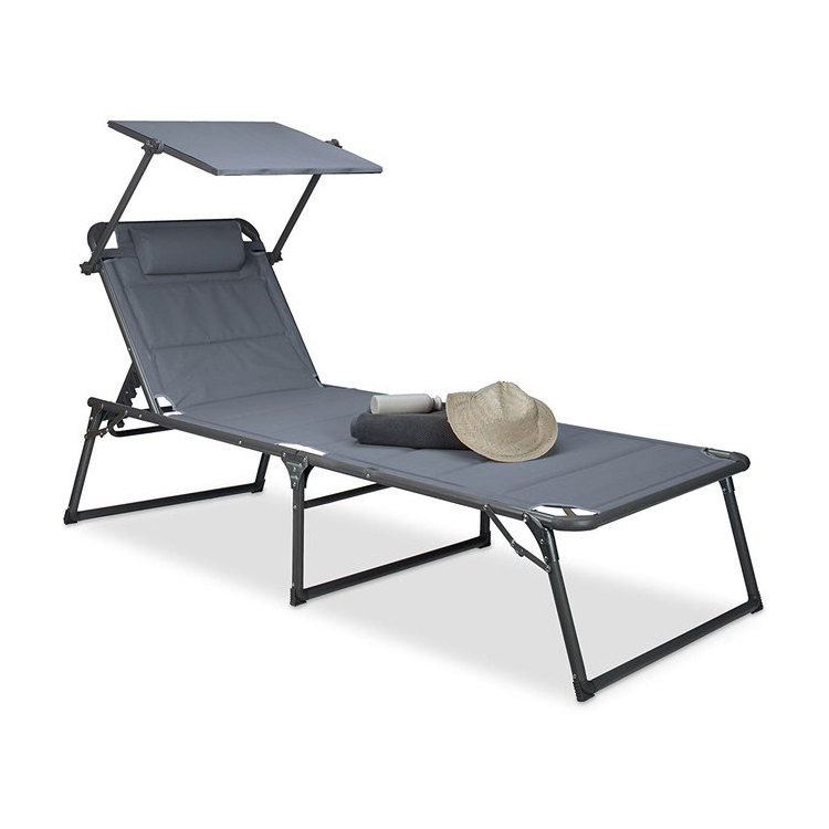 lounger umbrella sleeping reclining chairs folding outdoor beach chair with sun shade