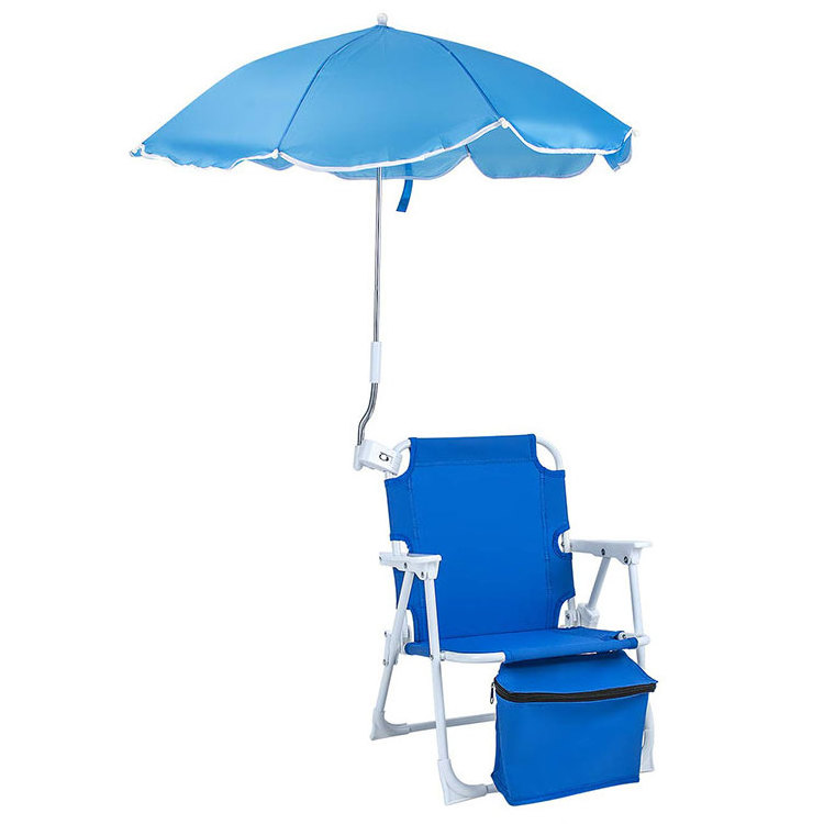 small foldable headrest kids camping low profile folding beach chair with umbrella