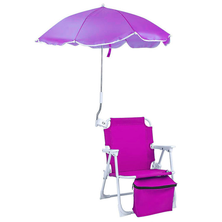 small foldable headrest kids camping low profile folding beach chair with umbrella