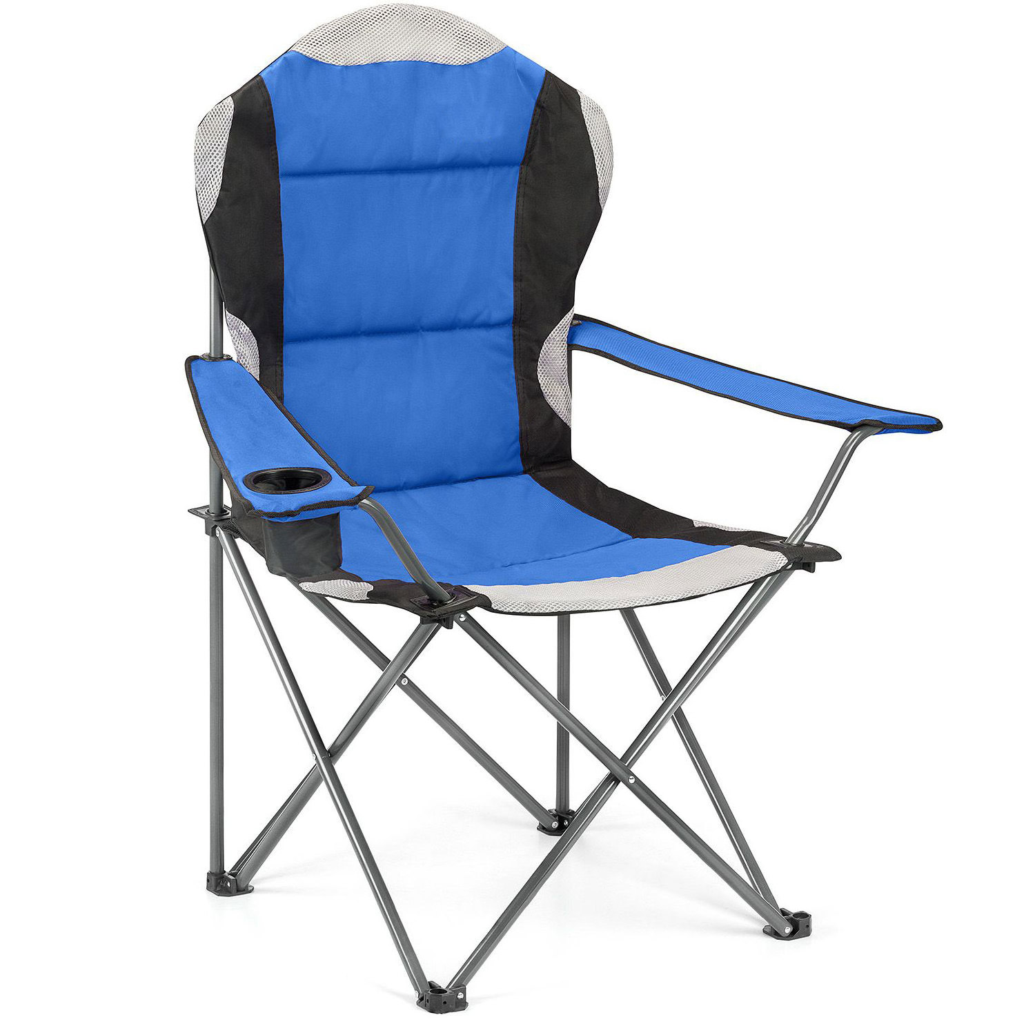 Outdoor folding camp lawn chairs padded folding heavy duty camping chair fishing chair with armrest