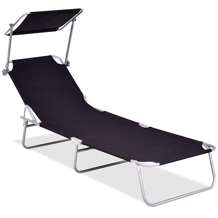 adjustable heavy duty portable aluminum comfortable floor sun shade folding beach recliner chaise lounge chair bed with footrest