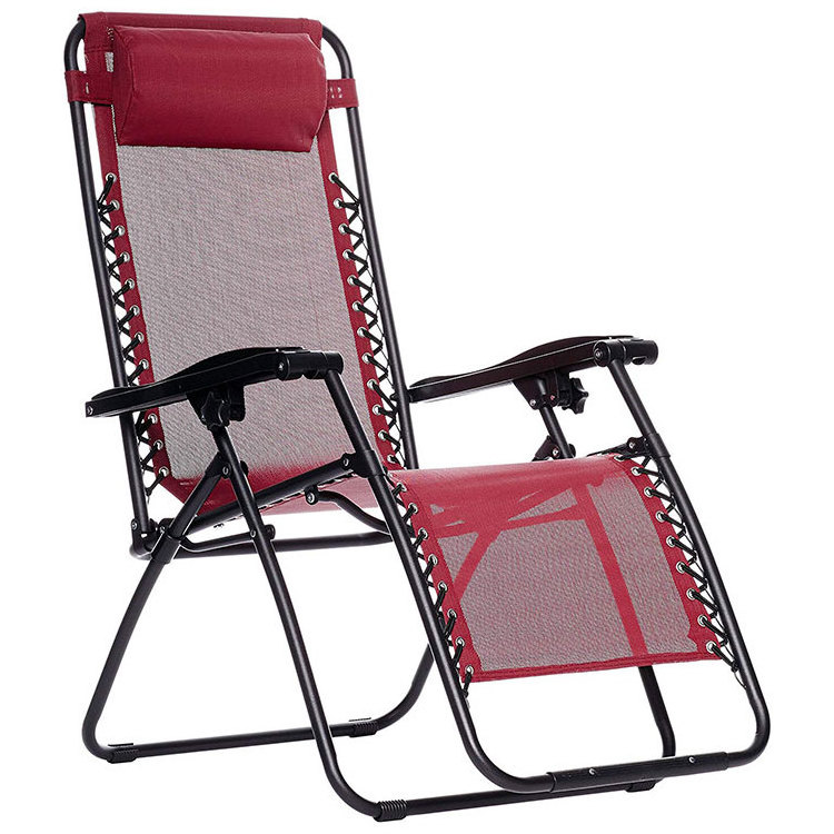 portable fabric lazy single patio lightweight folding lounge chair recliner with footrest