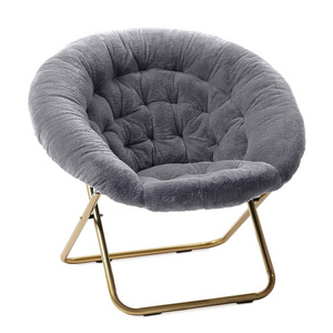 Folding Faux Fur Oversized Saucer Chair for Adults, living Room Furniture Modern Egg Moon Chair