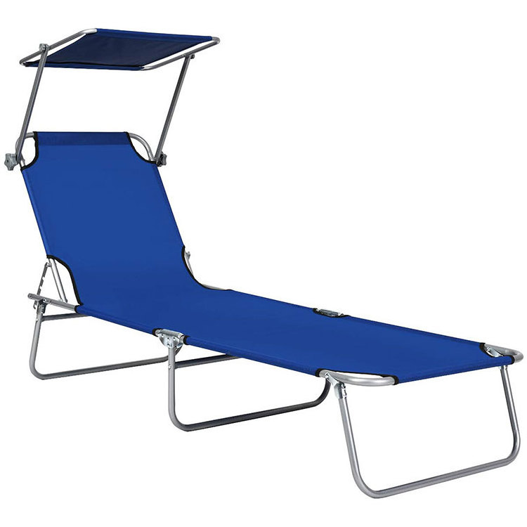 adjustable heavy duty portable aluminum comfortable floor sun shade folding beach recliner chaise lounge chair bed with footrest