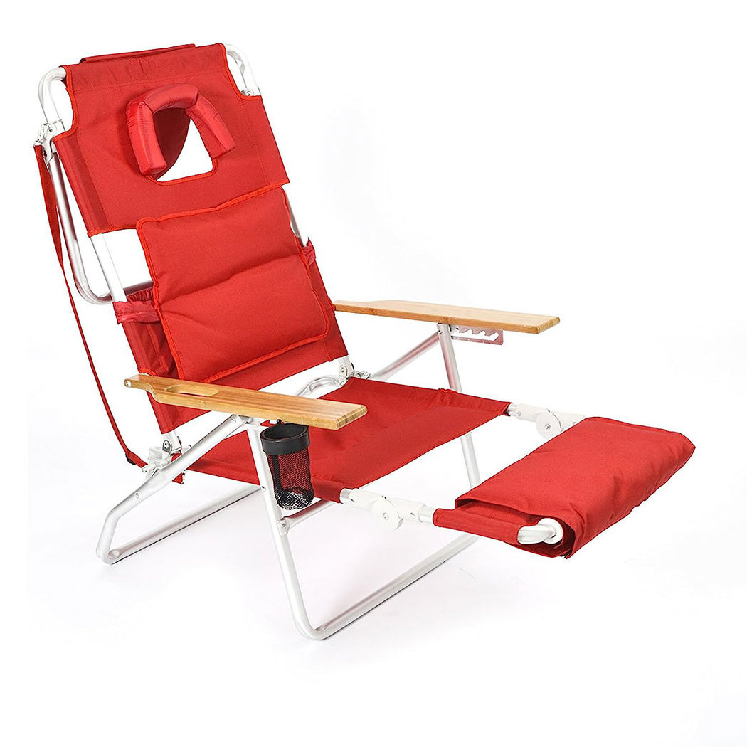 fold up beach lounge chair lay down face hole folding beach head chair with headrest