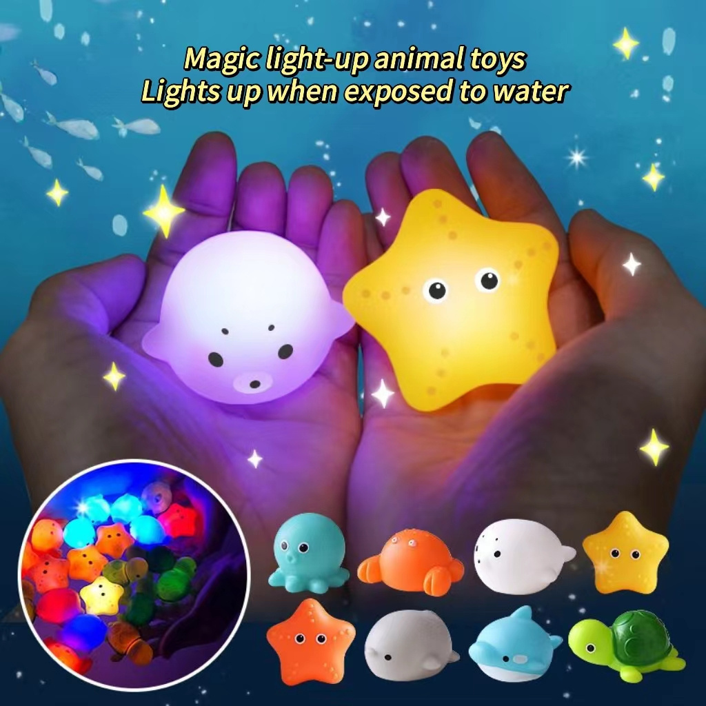 Safe Soft Vinyl  light up in the water bath swimming children's toys  toddler bathtub toys Crab Turtle  Kids bath toys