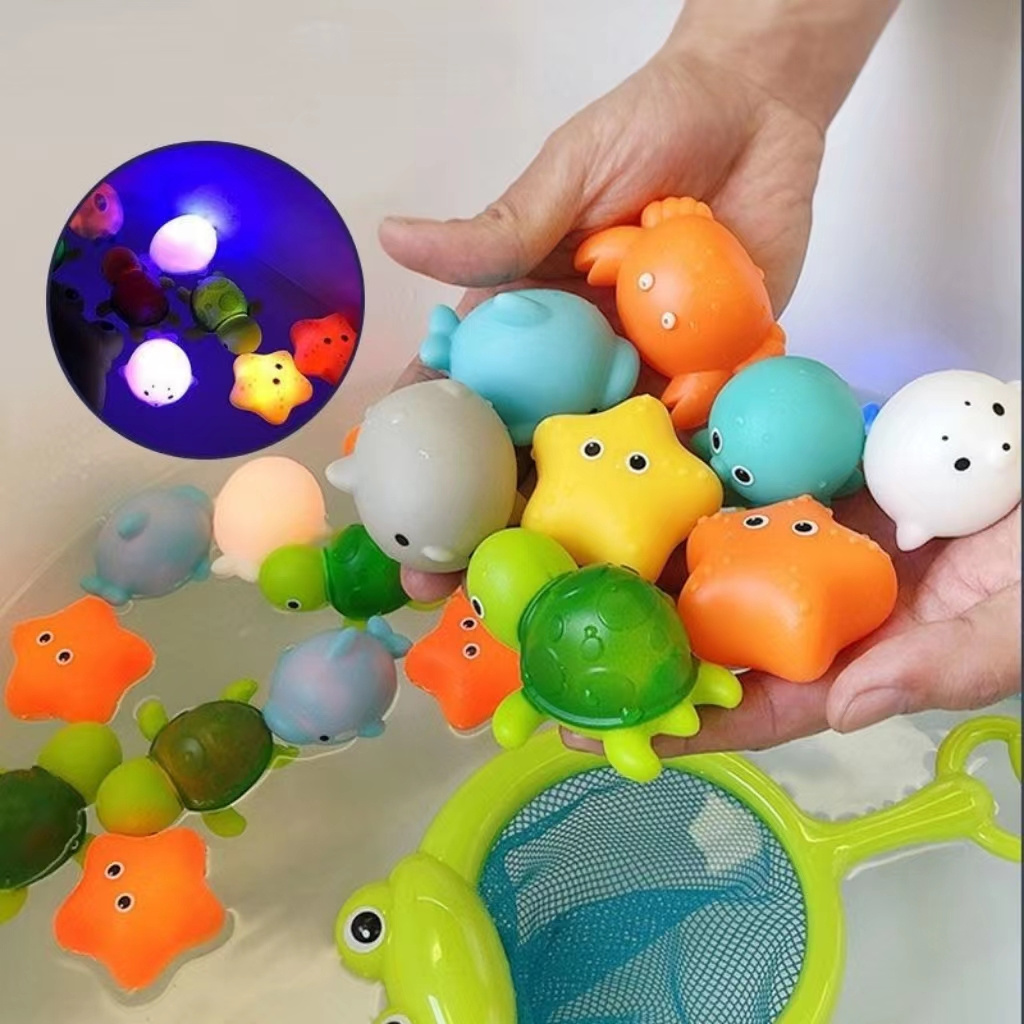 Safe Soft Vinyl  light up in the water bath swimming children's toys  toddler bathtub toys Crab Turtle  Kids bath toys