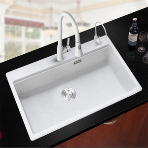 Kitchen new trend  White Natural Granite Stone Sink  Kitchen Wash Basin Sink With Single Bowl