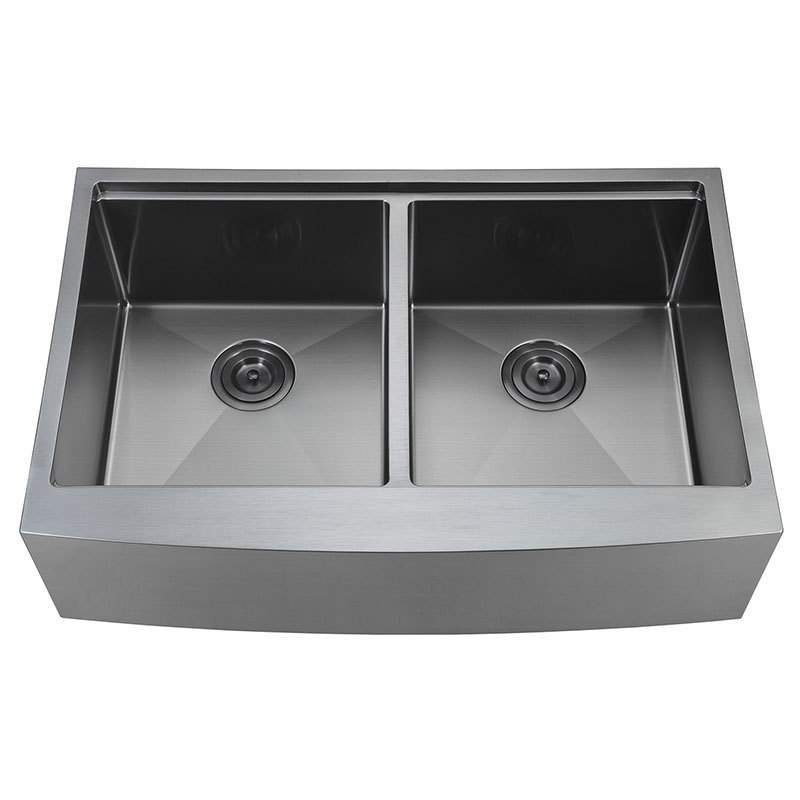 New Design Double Bowl Handmade Farmhouse Kitchen 304 Stainless Steel Bar Apron Sink With Drainer