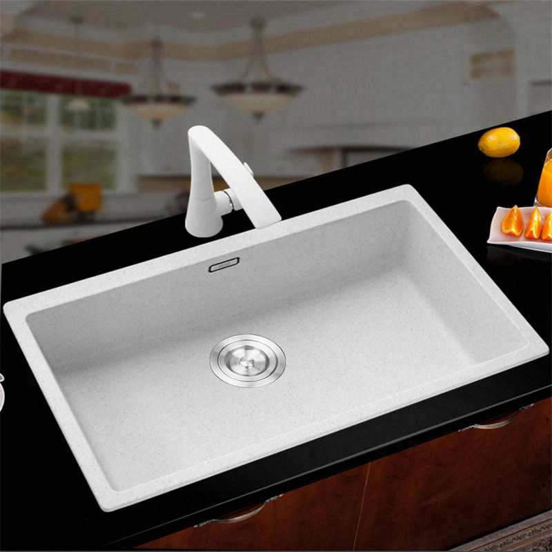 Kitchen new trend  White Natural Granite Stone Sink  Kitchen Wash Basin Sink With Single Bowl