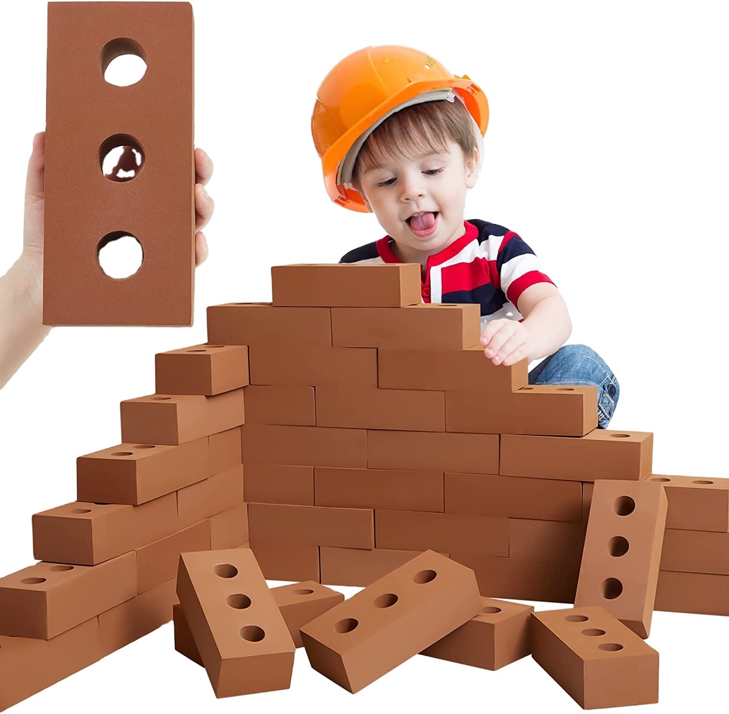 Soft children amusement kindergarten foam new  custom shape large EVA foam brick building blocks for kids playing learning