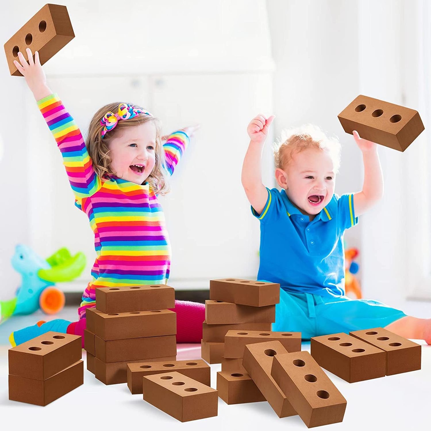 Soft children amusement kindergarten foam new  custom shape large EVA foam brick building blocks for kids playing learning