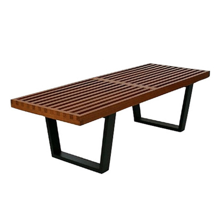 Modern  wood bench chair  with metal legs for office and home Modern solid wood bench with metal legs for office and home