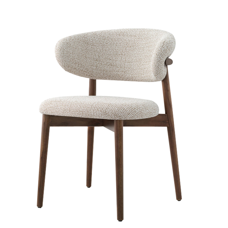 Walnut solid wood chair,Linen fabric dining chair,Nordic casual western restaurant chair